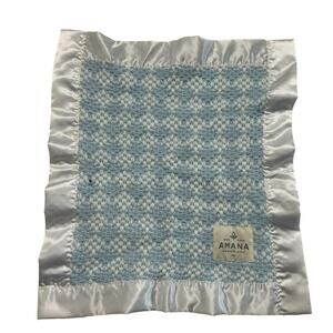 AMANA Woolen Mills *NEW* My Blankie 100% Cotton Blue White Baby Lovey Lovie
